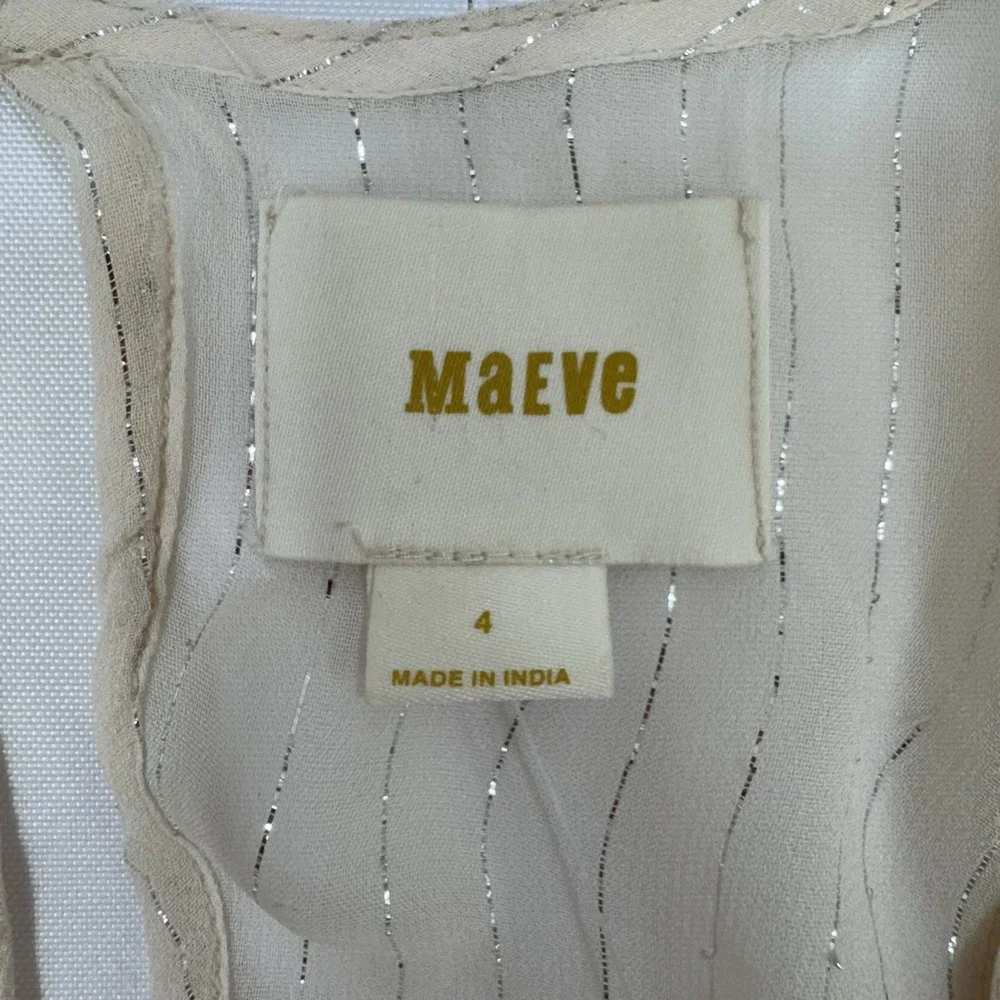 NWOT Maeve Anthropologie Ruffle Wynn Metallic Stripe Boho Peasant Flowy Size 4 - Picture 12 of 14